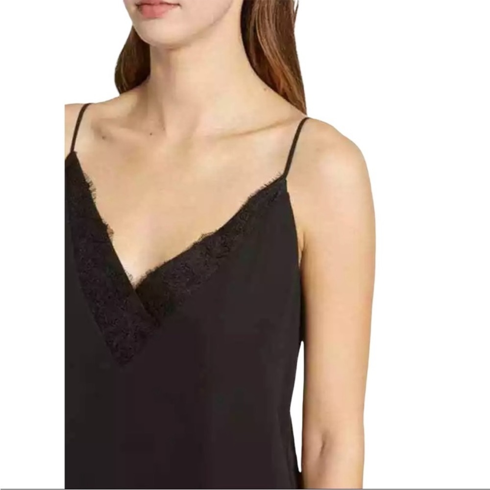 Socialite Black Eyelash Lace Adjustable Spaghetti Strap Camisole, Size Large - Picture 2 of 8